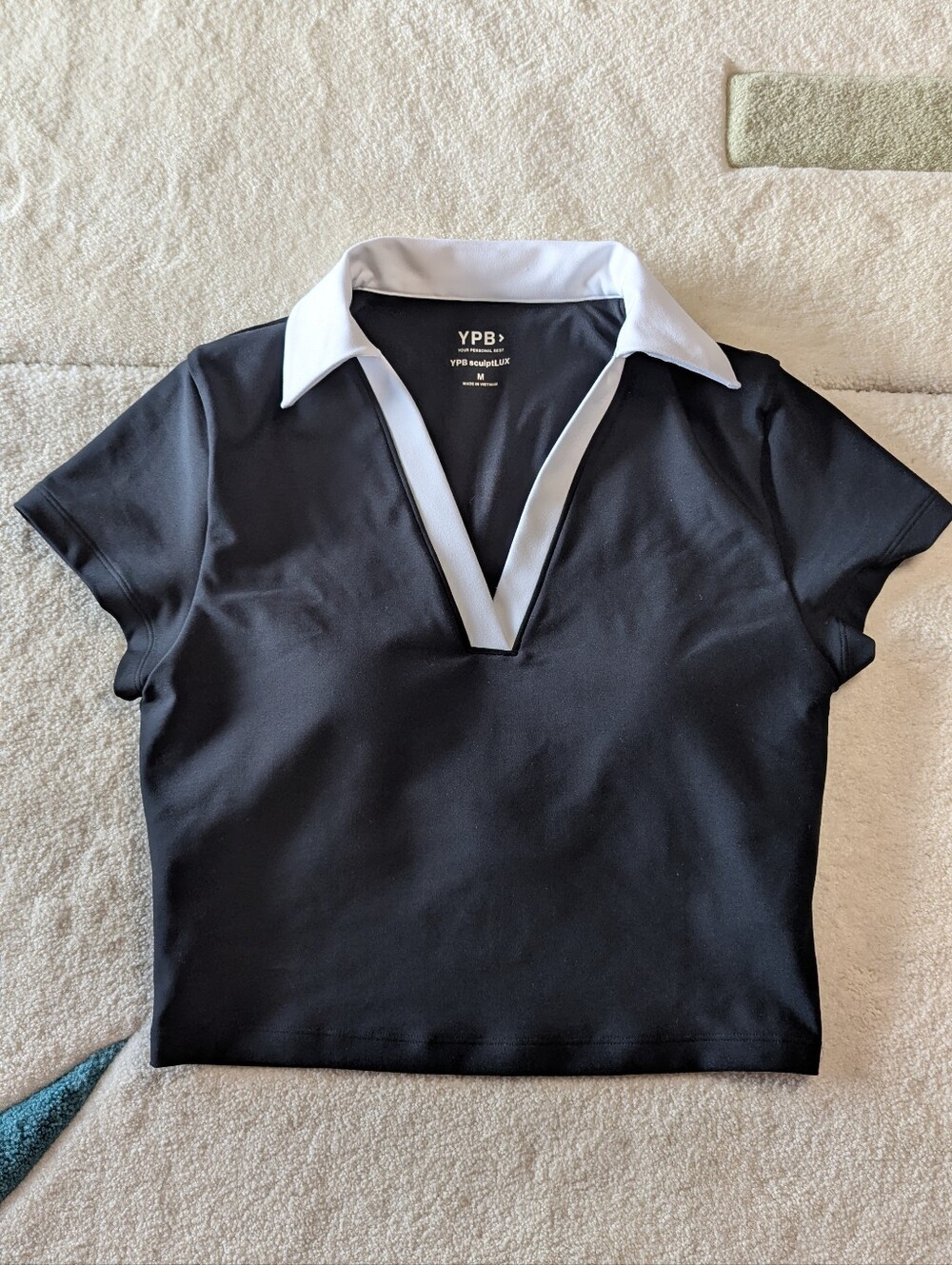 Black And White Cropped Polo
